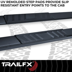 Product of TrailFX A4011B TFX 4" Trapezoid Side Steps Nerf Bar With Surface Steps 