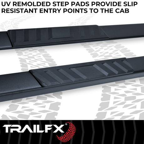 Product of TrailFX A4011B TFX 4" Trapezoid Side Steps Nerf Bar With Surface Steps 