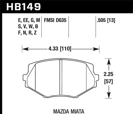 Product of Hawk Performance HB149G.505 Racing Brake Pad - Set Of 4 