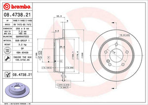 Product of Brembo 08473821C02 Solid 1 Piece Brake Rotor 