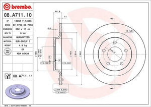 Product of Brembo 08A71111C02 Solid 1 Piece Brake Rotor 