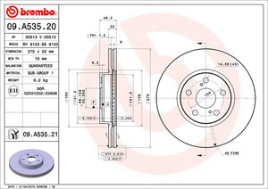 Product of Brembo 09A53521C02 Vented 1 Piece Brake Rotor 