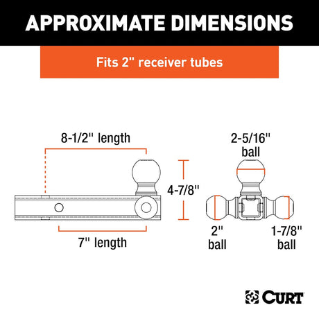 Product of CURT 45001 2 Inch Receiver Trailer Hitch Ball Mount 