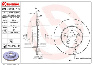 Product of Brembo 09886411C02 Vented 1 Piece Brake Rotor 