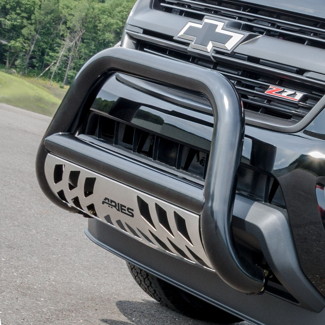 Product of Aries B35-2002 Bull Bar Black Semi-Gloss Powder Coated 3 Inch Yes with skid plate 