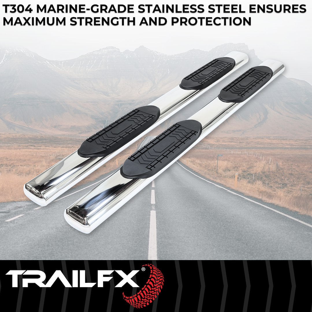 Product of TrailFX A8255S TFX 6" Oval Straight Side Bars Nerf Bar With Surface Steps 