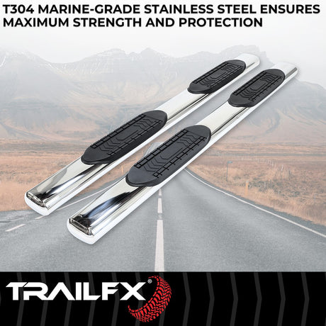 Product of TrailFX A8255S TFX 6" Oval Straight Side Bars Nerf Bar With Surface Steps 