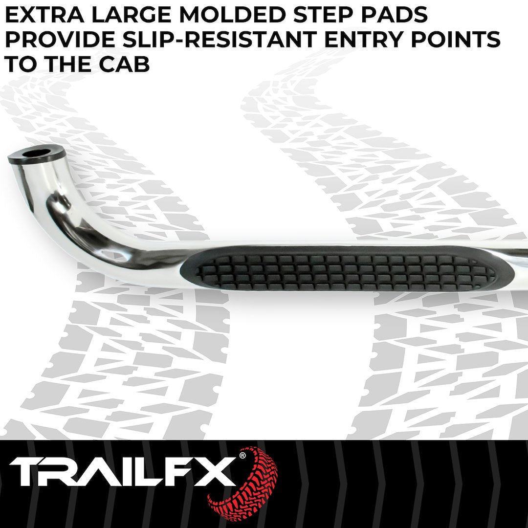 Product of TrailFX A0046S TFX Round Tube Side Steps Nerf Bar With Surface Steps 