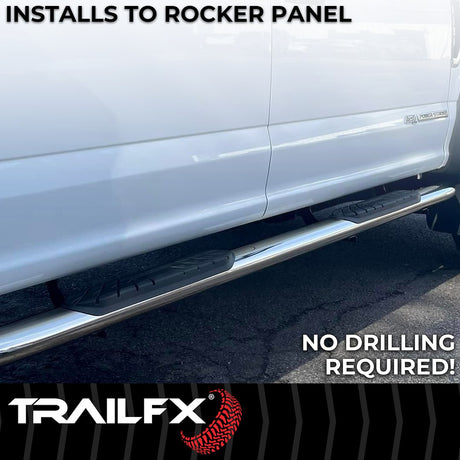 Product of TrailFX A1015S TFX 4" Oval Tube Side Steps Nerf Bar With Surface Steps 