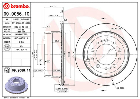 Product of Brembo 09908611C02 Vented 1 Piece Brake Rotor 