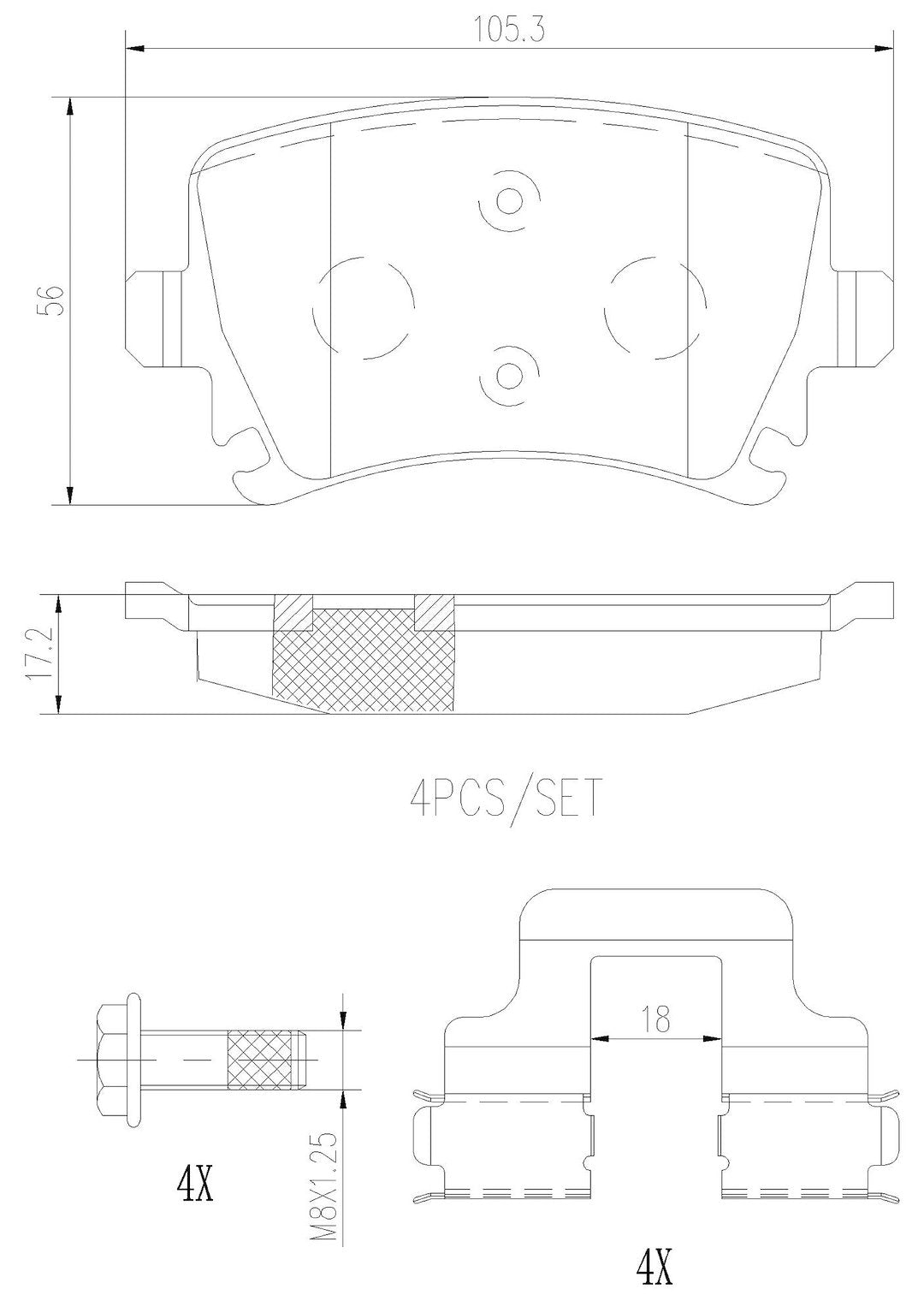 Product of Brembo P85073N Brake Pad - Set Of 4 