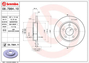 Product of Brembo 08798411C02 Solid 1 Piece Brake Rotor 