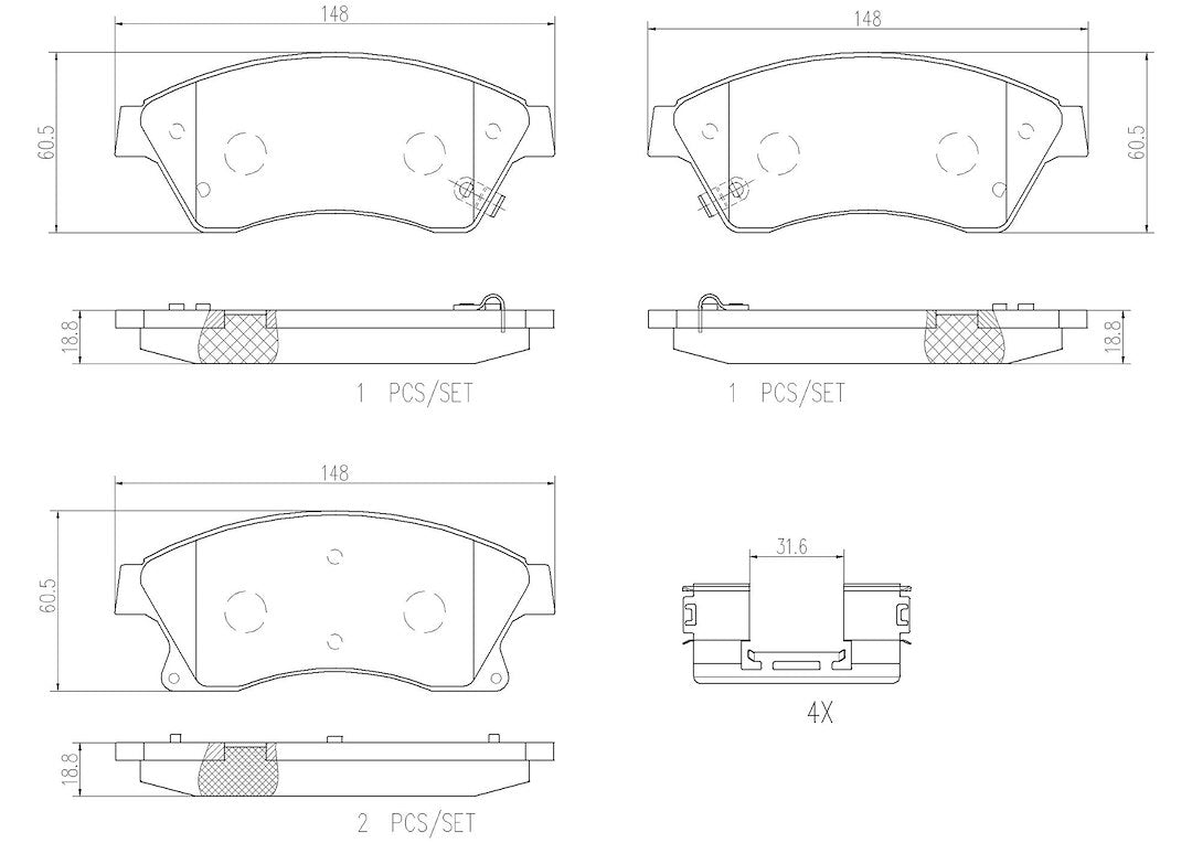 Product of Brembo P59076N Brake Pad - Set Of 4 