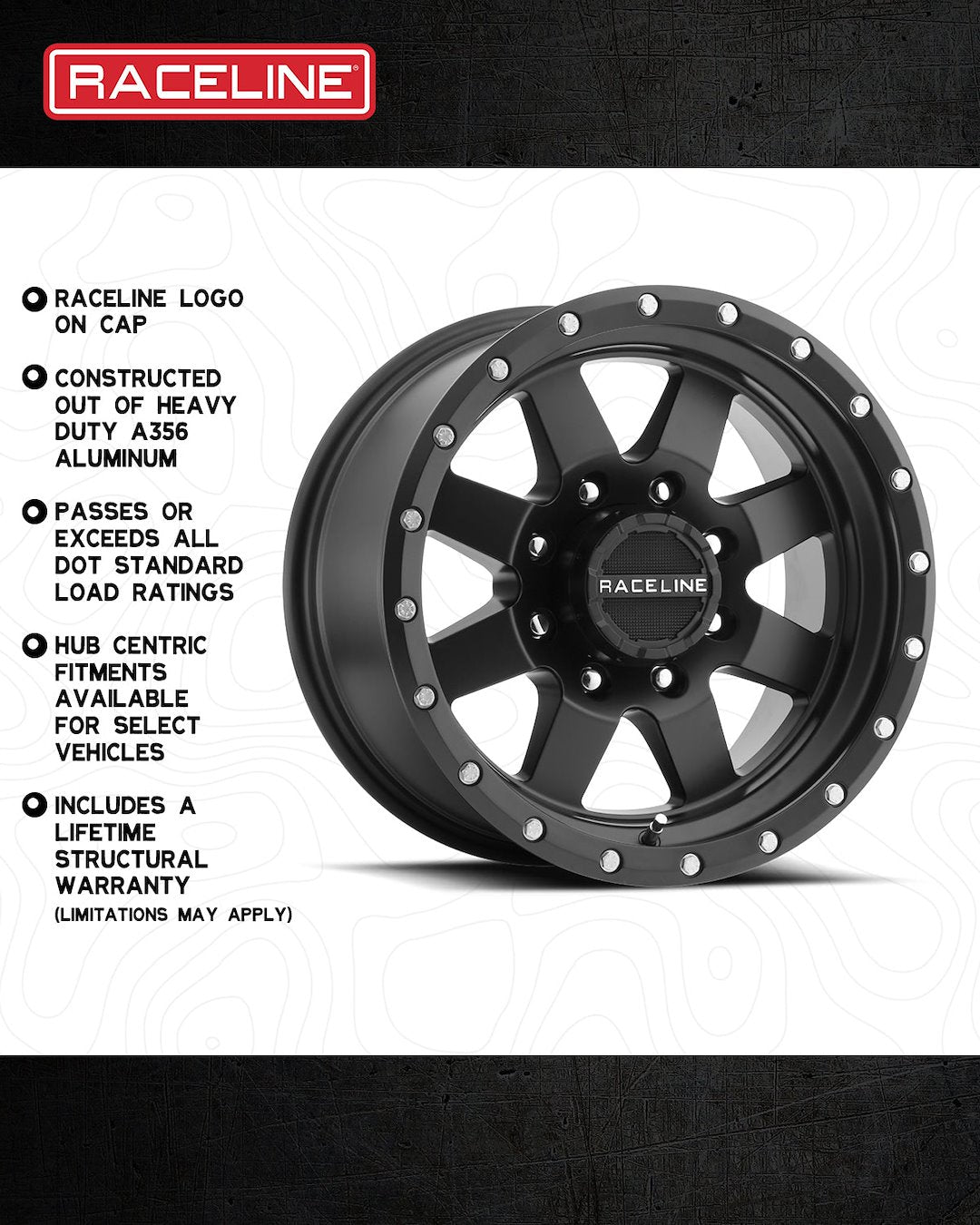 Product of Raceline 18x9 Black Wheel - Not Applicable Bolt Pattern 