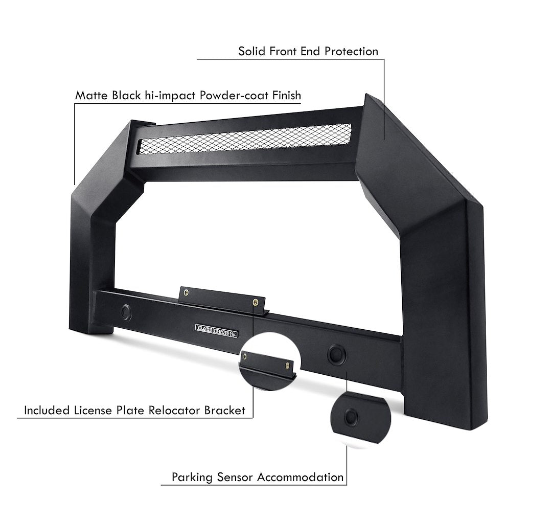 Product of Black Horse Offroad AB-NI25-NL Bull Bar Black Satin 3 Inch No with skid plate 