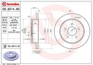 Product of Brembo 08821481C02 Solid 1 Piece Brake Rotor 