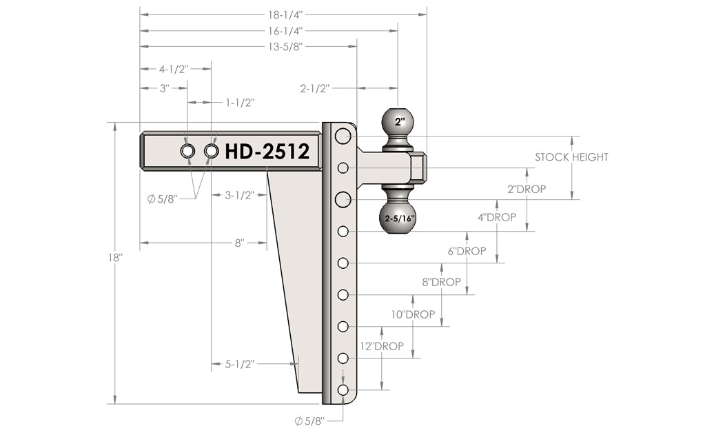 Product of Bulletproof Hitches HD2512 2-1/2 Inch Receiver Trailer Hitch Ball Mount 
