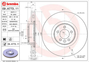 Product of Brembo 09A77311C02 Vented 1 Piece Brake Rotor 