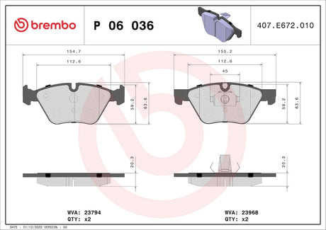 Product of Brembo P06036 Brake Pad - Set Of 4 