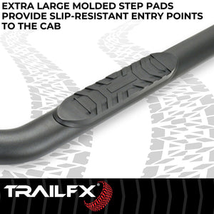 Product of TrailFX A1019T TFX 4" Oval Tube Side Steps Nerf Bar With Surface Steps 