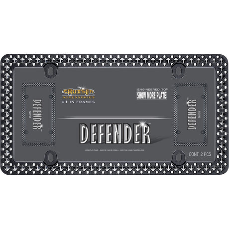 Cruiser 58153 License Plate Frame||58153_P01-Defender_Matte_Black_Chrome-Inpack.Jpg||86||c3458153||996366