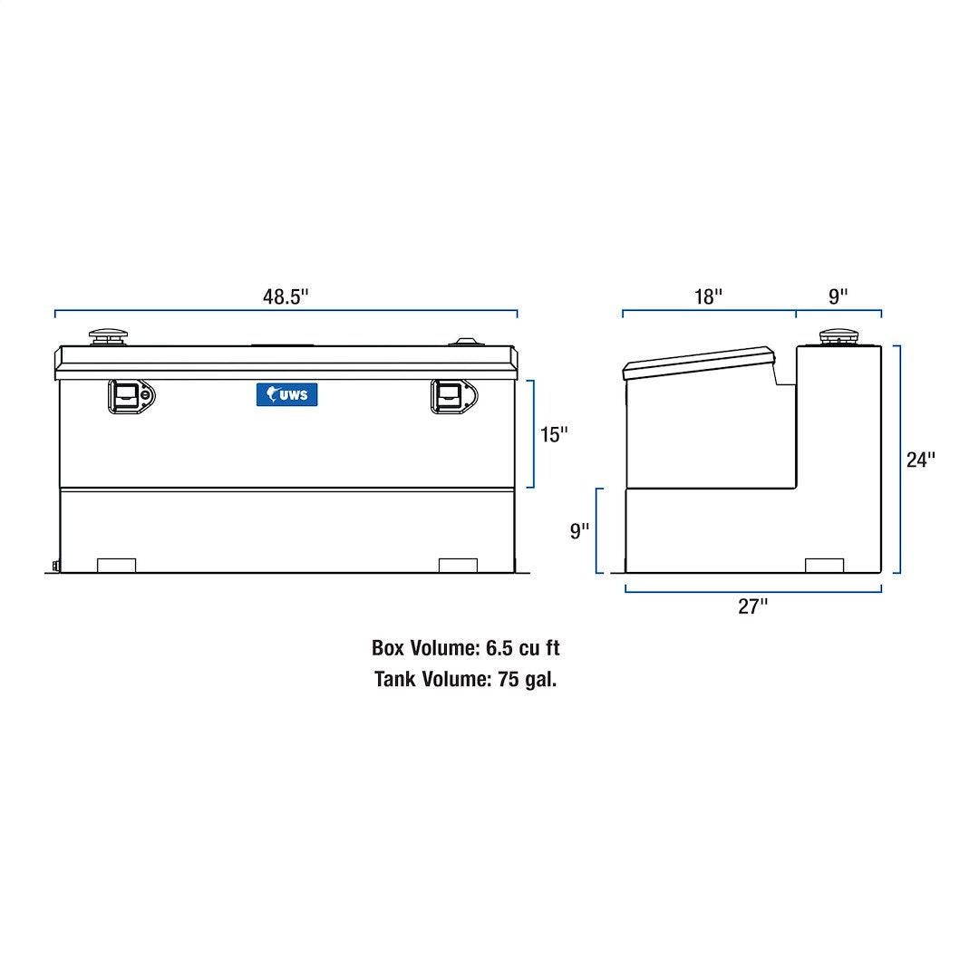 Product of UWS ST-75-COMBO-W Diesel Liquid Transfer Tank 75 Gallon Rectangular 