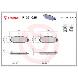 Brembo P37025 Brake Pad||p37025_Drw.Jpg||88||brmp37025||1754975