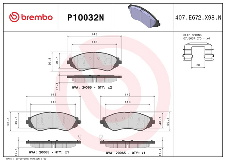 Brembo P10032n Brake Pad||p10032n_1.Png||86||brmp10032n||2104495