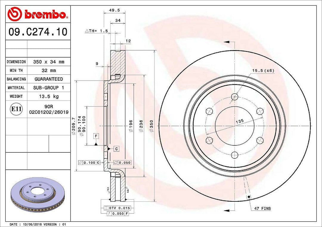 Brembo 09c27411c02 Brake Rotor||09.C274.11_1.Jpg||86||brm09c27411||1187140