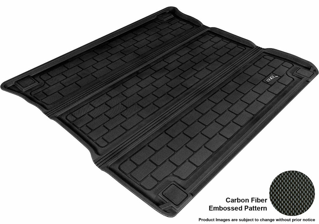 Product of 3D Mats M1JP0041309 Black Thermoplastic Rubber Of Carbon Fiber Texture Back Of 2nd Row Seat Cargo Area Liner 