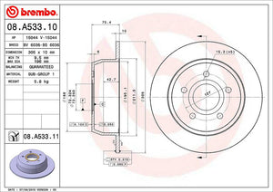 Product of Brembo 08A53311C02 Solid 1 Piece Brake Rotor 