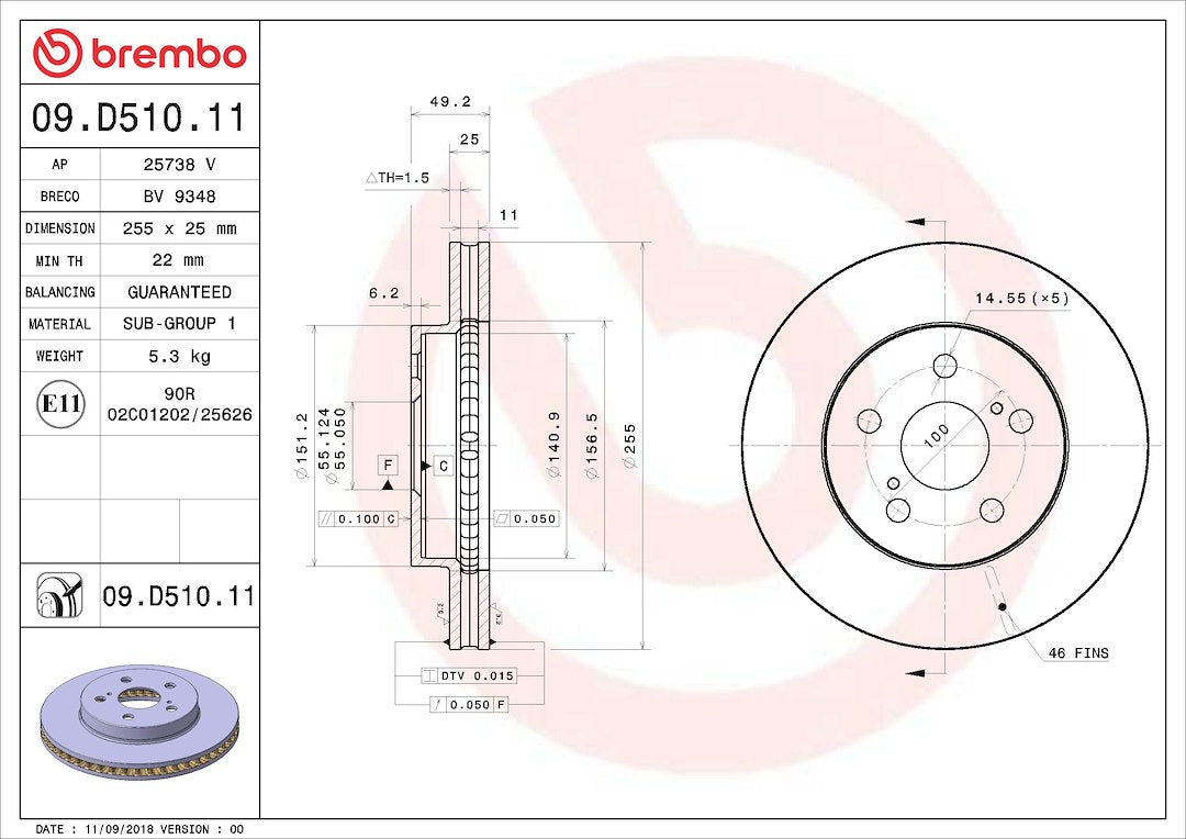 Brembo 09d51011c02 Brake Rotor||09d51011c02_4.Jpg||89||brm09d51011||1684359