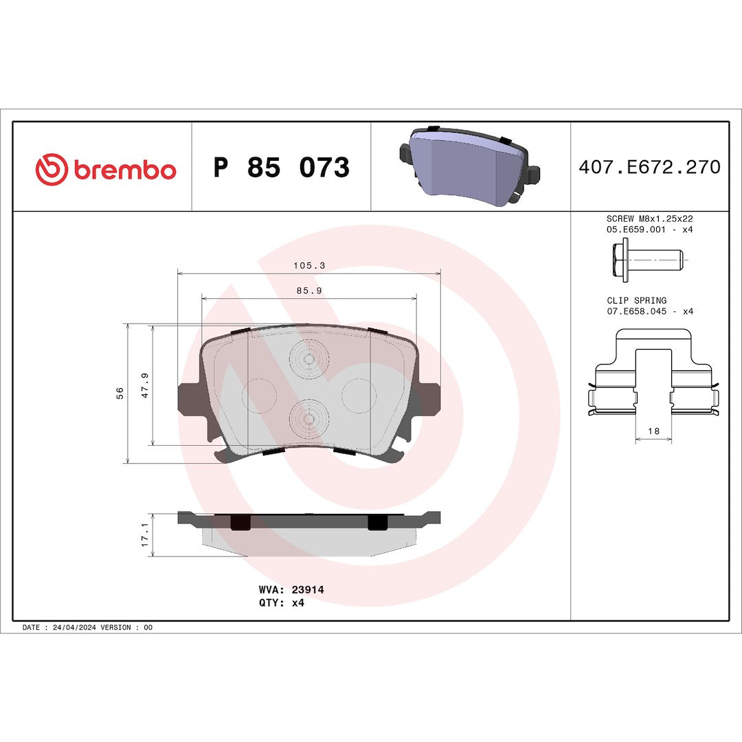 Brembo P85073 Brake Pad||p85073_Drw.Jpg||88||brmp85073||1754263