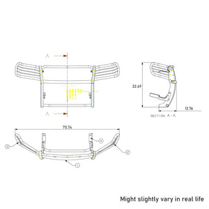Black Horse Offroad 17a080202ma-Plfb Grille Guard||||95||blka080202lfb||2007463