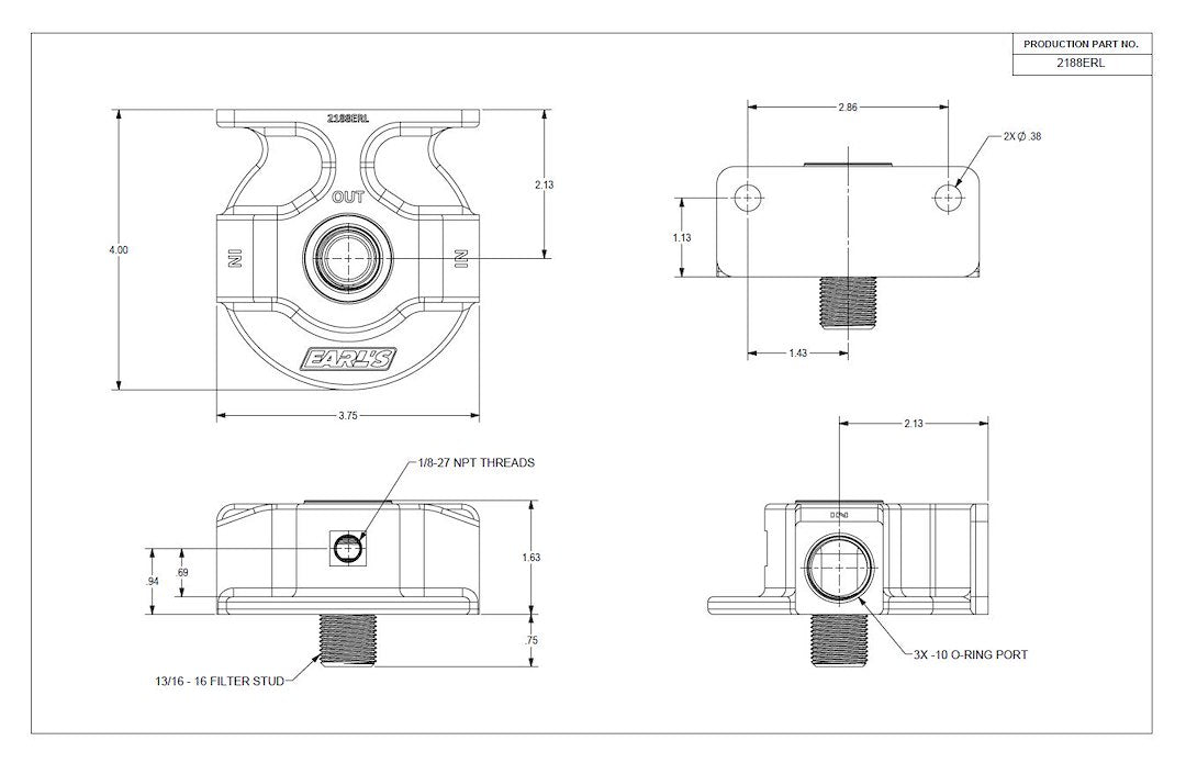 Earl's Plumbing 2188erl Oil Filter Relocation Bracket||2188erl_0619178.Jpg||90||e142188||1749491