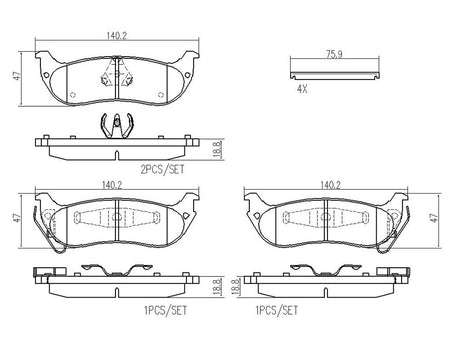 Product of Brembo P11029N Brake Pad - Set Of 4 