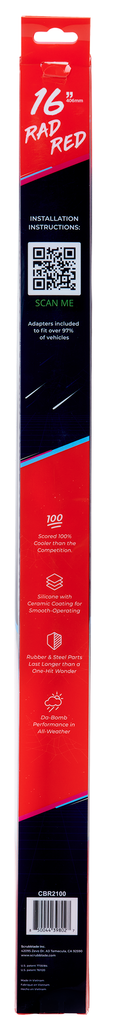 Scrubblade Cbr1600 Windshield Wiper Blade||rad Red 16 Back.Png||88||scrcbr1600||1522899