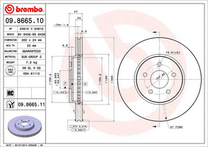 Product of Brembo 09866511C02 Vented 1 Piece Brake Rotor 