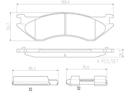 Product of Brembo P18003N Brake Pad - Set Of 4 