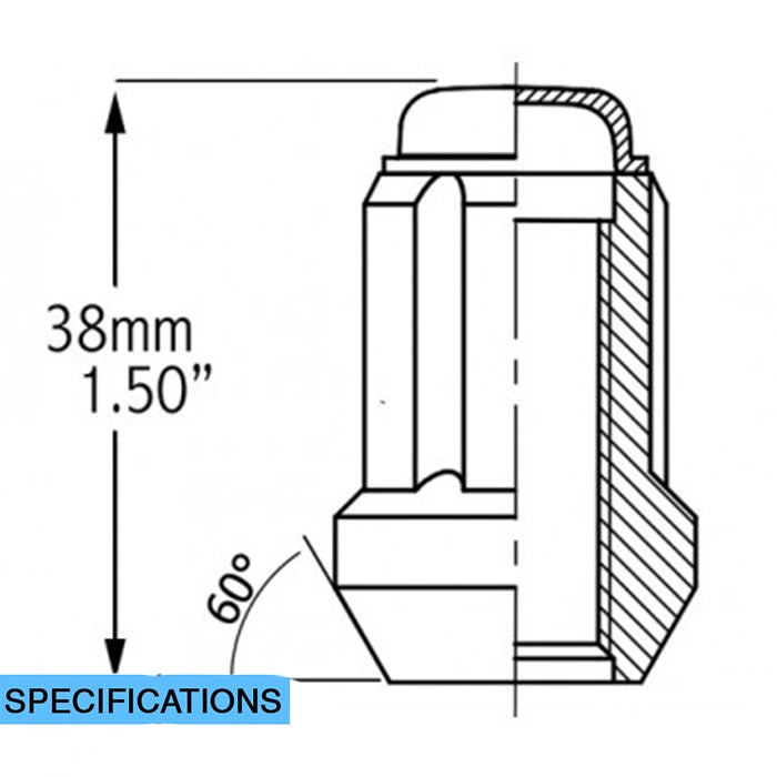Product of Coyote Wheel Accessories 63K548SBLK 60 Degree Conical 14x1.5 Lug Nut 