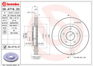 Product of Brembo 09A71621C02 Vented 1 Piece Brake Rotor 