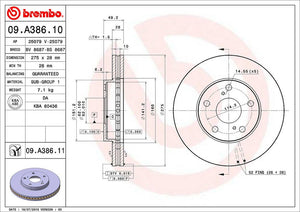Product of Brembo 09A38611C02 Vented 1 Piece Brake Rotor 