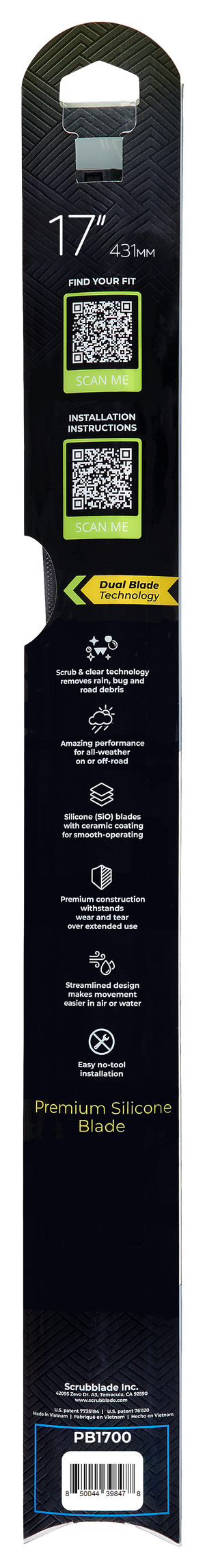 Scrubblade Be1700 Windshield Wiper Blade||||87||scrbe1700||1918708
