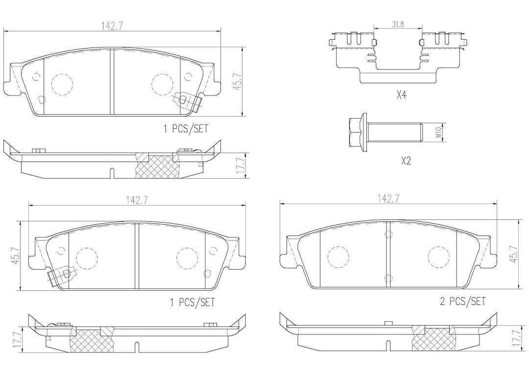 Product of Brembo P10045N Brake Pad - Set Of 4 