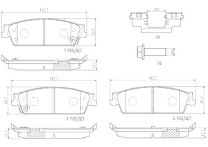 Product of Brembo P10045N Brake Pad - Set Of 4 