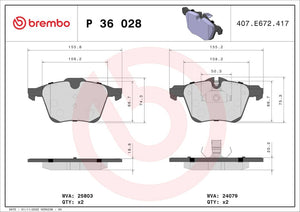 Product of Brembo P36028 Brake Pad - Set Of 4 