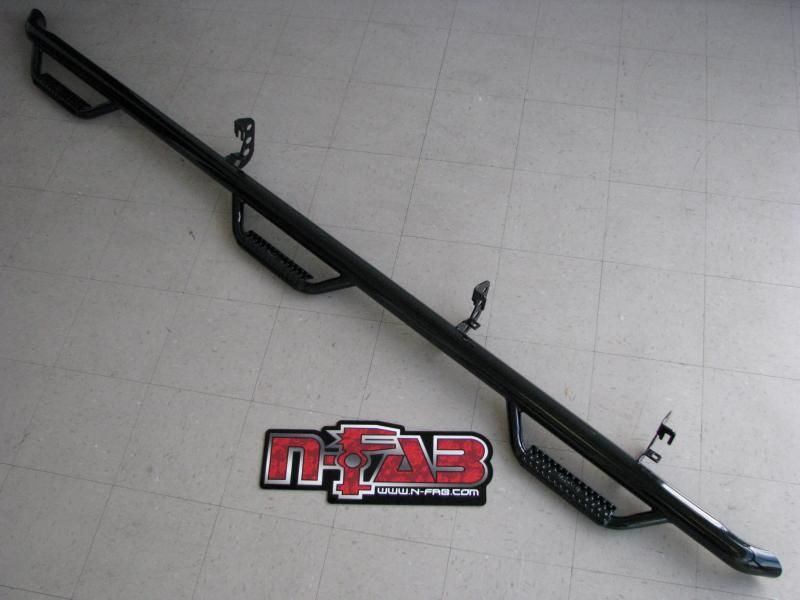 Product of N-Fab T0798CC-6 Black Gloss Powder Coated Round Nerf Bar - Truck Wheel To Wheel 