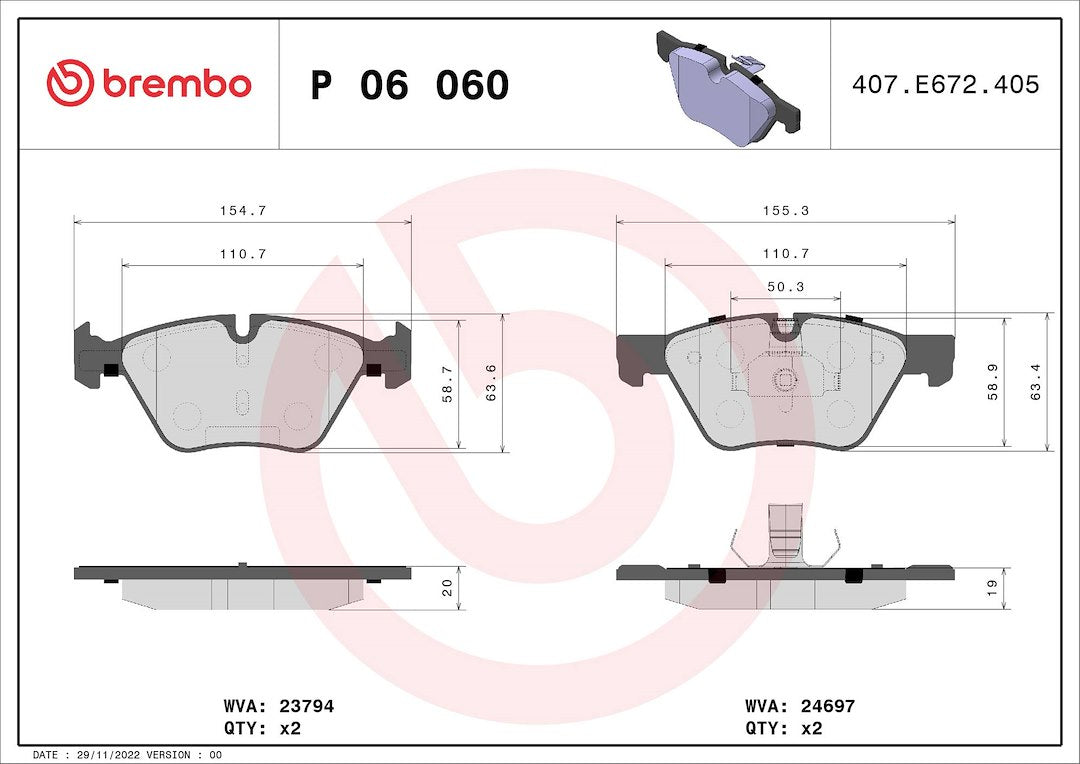 Product of Brembo P06060 Brake Pad - Set Of 4 