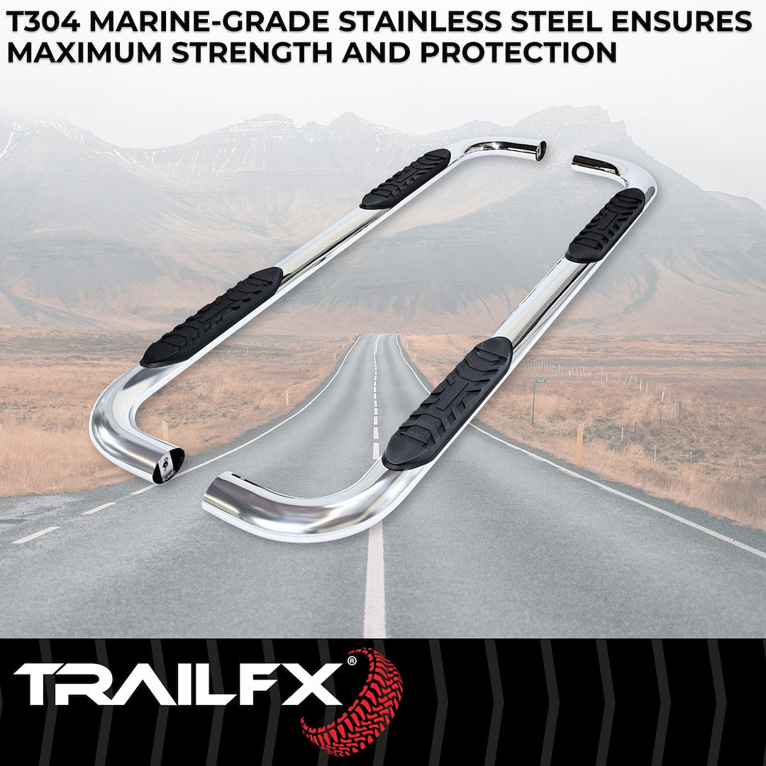 Product of TrailFX A1013S TFX 4" Oval Tube Side Steps Nerf Bar With Surface Steps 
