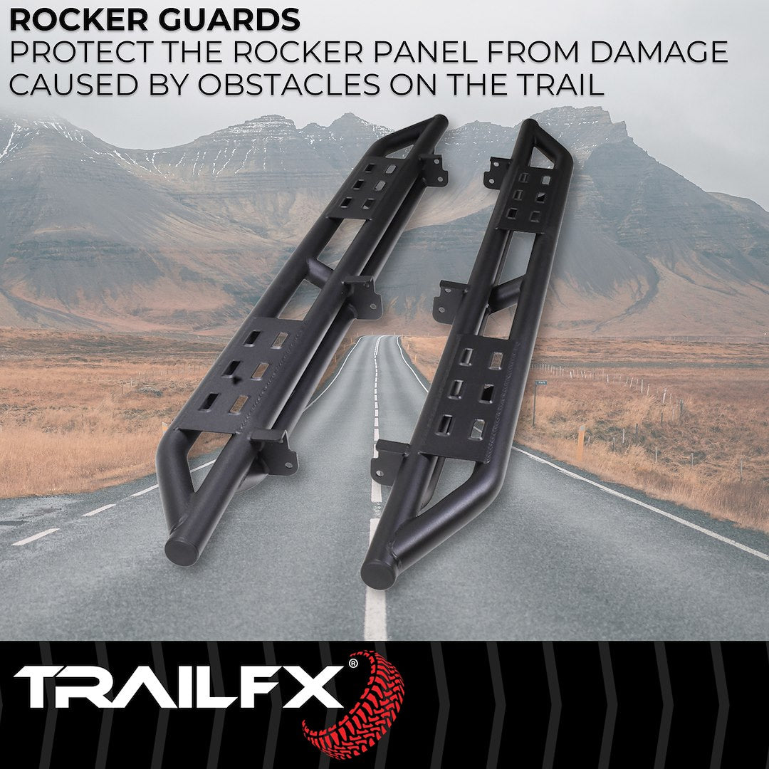 Product of TrailFX BR012T Black Steel Round Tube Rocker Panel Guard 